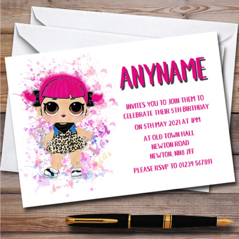 Cherry Surprise Lol Doll Splatter Art Children’s Birthday Party Invitations – The Card Zoo