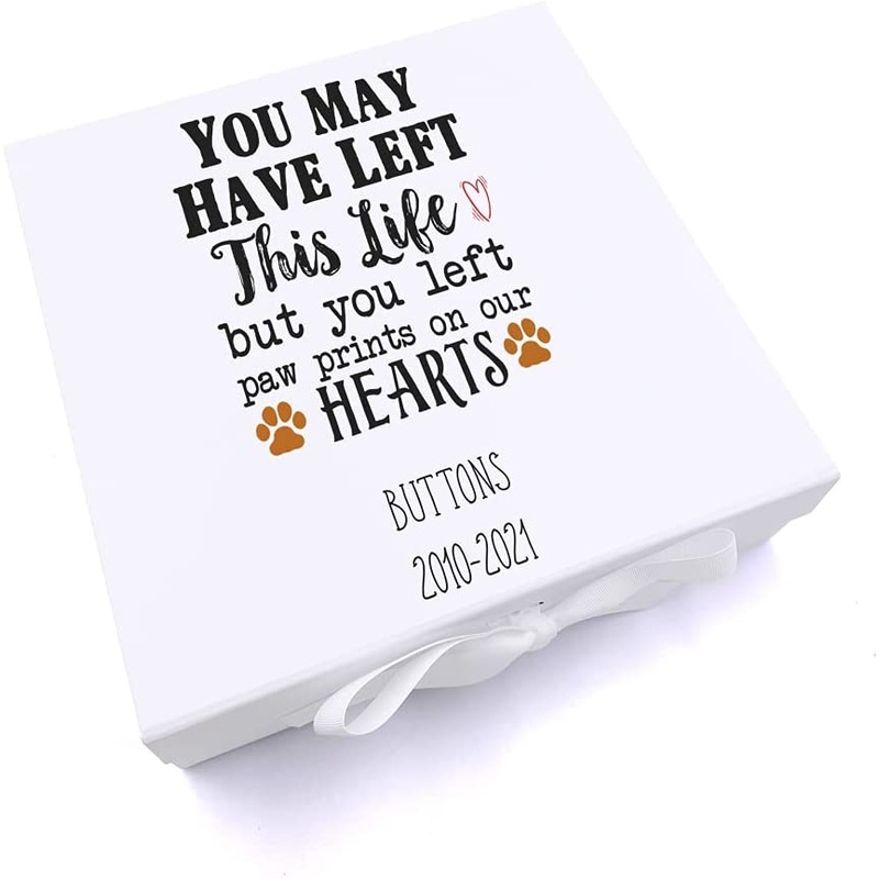 Personalised You left paw prints on our hearts Keepsake Memory Box Gift
