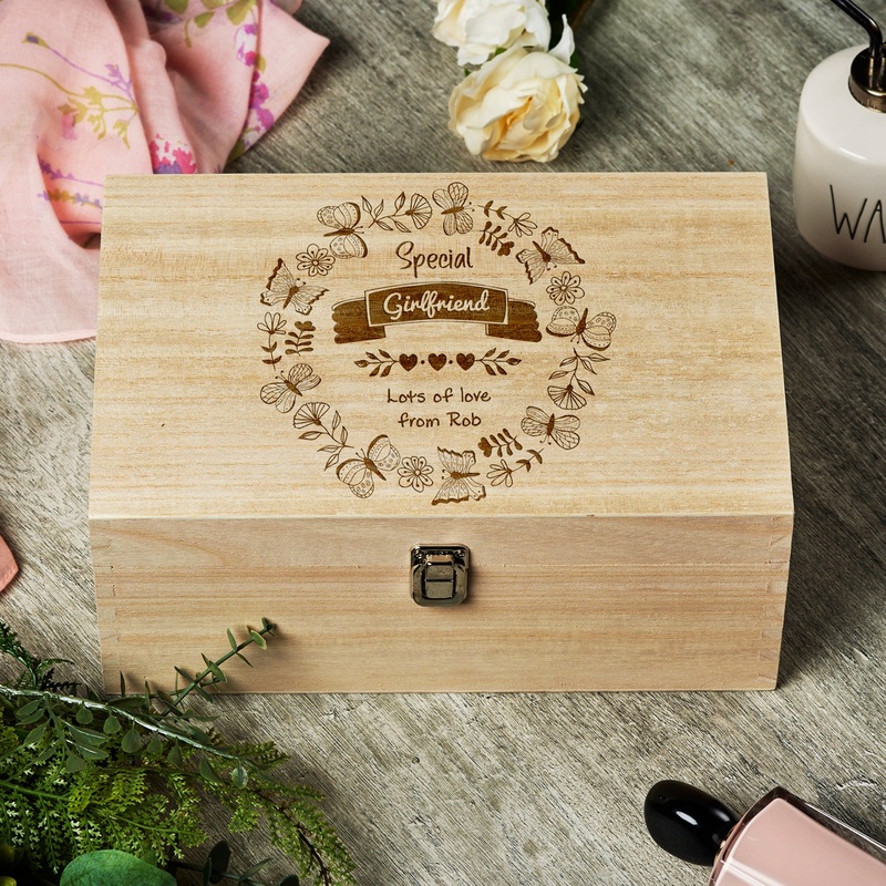 Special Girlfriend Gift Personalised Large wooden Keepsake Box