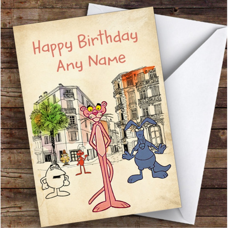 The Pink Panther Characters Vintage Children’s Kids Personalised Birthday Card – The Card Zoo