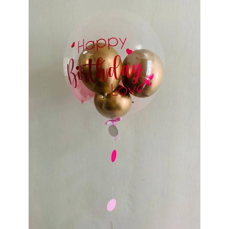 22-inch Personalized Balloons with Round Pink Garland