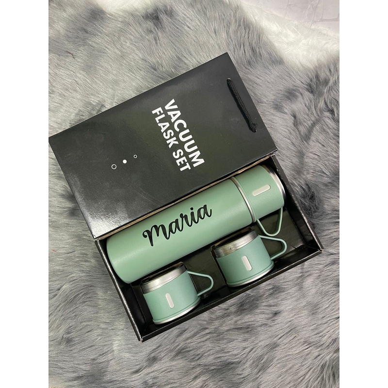 500ml Vacuum Flask Set 304 Stainless Steel Thermos Flask Bottle Cup Gift Set (Klang Valley Delivery)