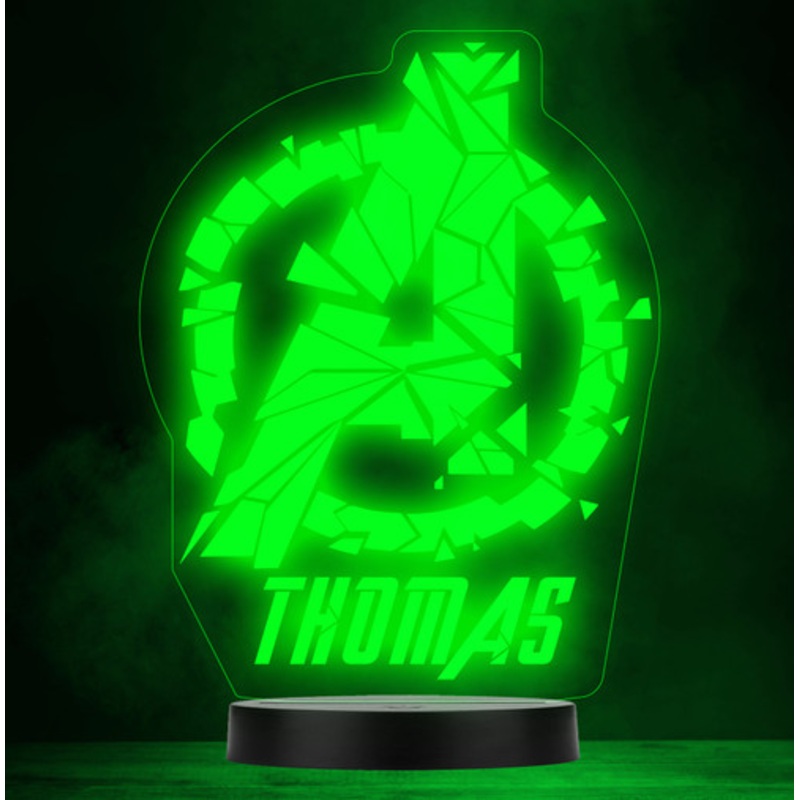 Avengers Logo Marvel Comic Personalised Gift Colour Change Led Lamp Night Light – The Card Zoo