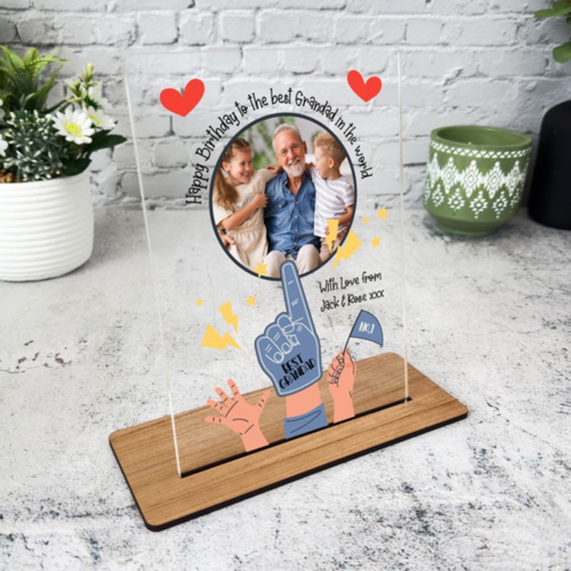 Grandfather Birthday Gift Best Grandad Hand Photo Personalised Acrylic Plaque – The Card Zoo