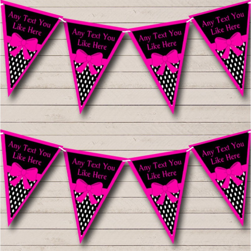 Hot Pink and Polkadot Personalised Children’s Birthday Party Bunting – The Card Zoo