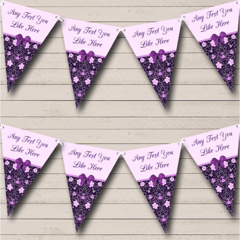 Purple Lilac Shabby Chic Vintage Floral Personalised Birthday Party Bunting – The Card Zoo