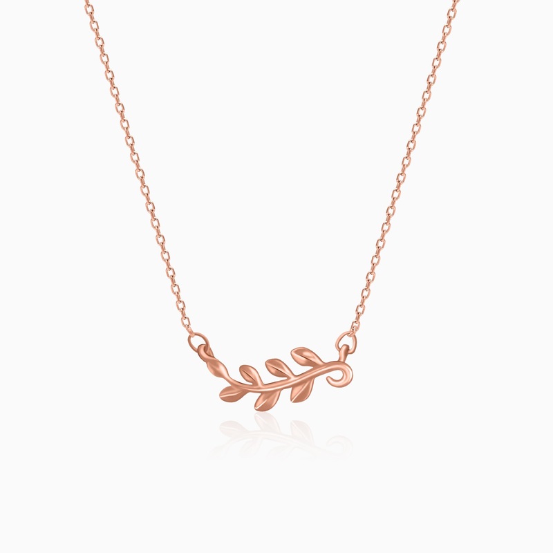 Rose Gold Minimal Leaf Pendant
