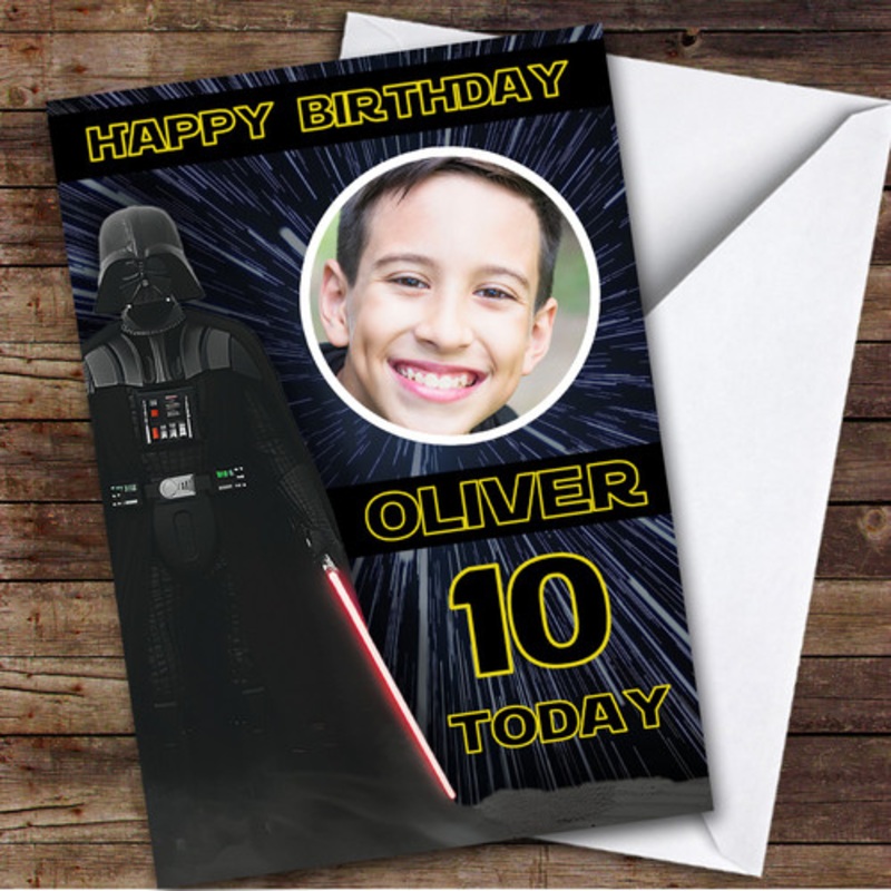 Star Wars Darth Vader Photo Black Any Age Personalised Kid’s Birthday Card – The Card Zoo
