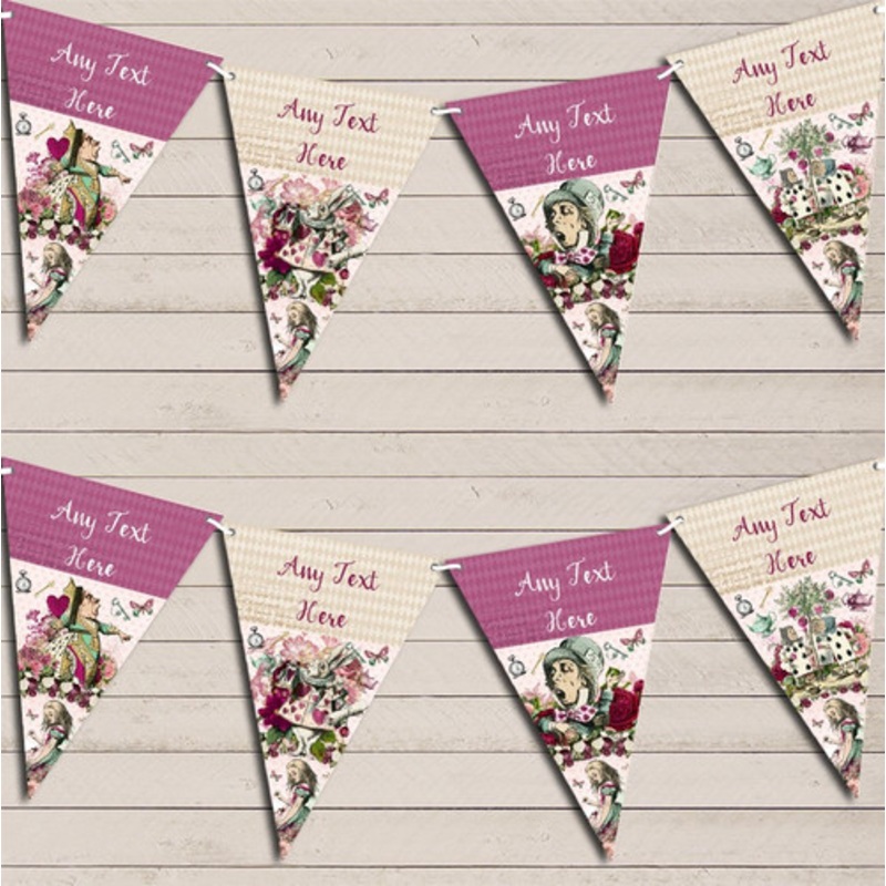 Alice In Wonderland Mad Hatter Rabbit Queen Children’s Birthday Bunting – The Card Zoo