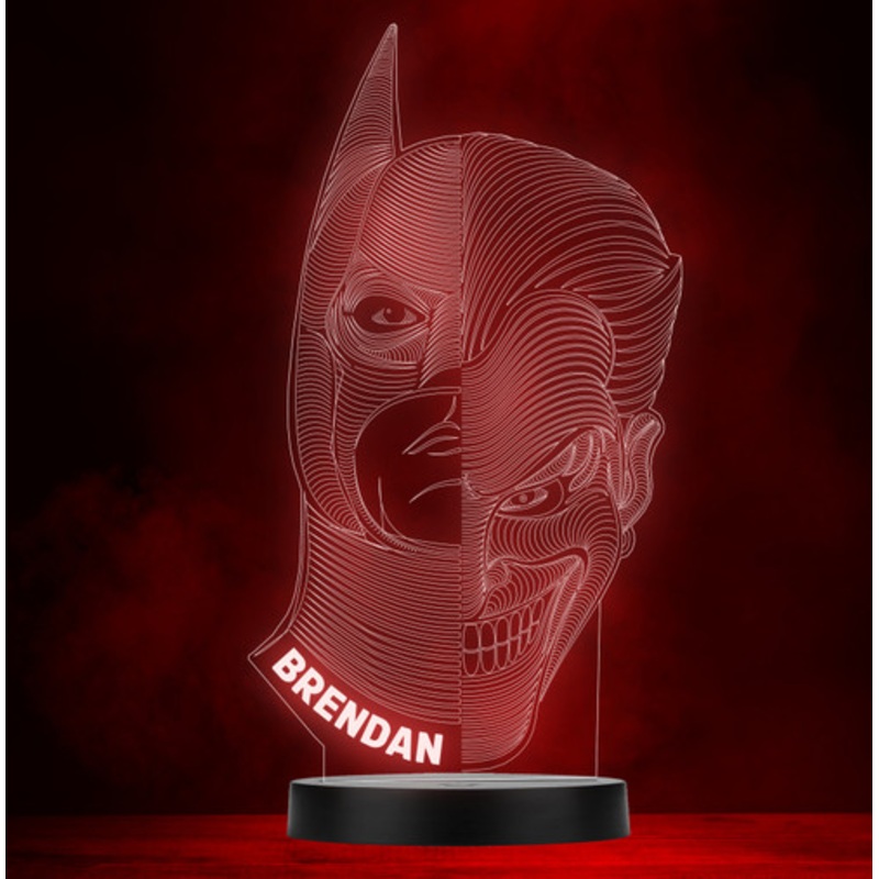 Batman and Joker Faces Personalised Gift Colour Changing Led Lamp Night Light – The Card Zoo