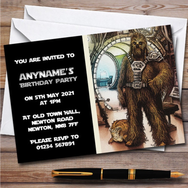 Chewbacca Retro Children’s Kids Personalised Birthday Party Invitations – The Card Zoo