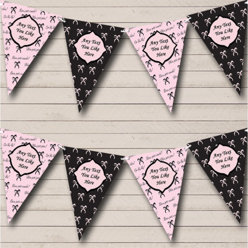 French Paris Bows Black Pink Personalised Birthday Party Bunting – The Card Zoo