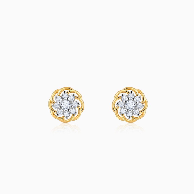 Gold Blooming Beauty Solitaire Diamond Earrings
