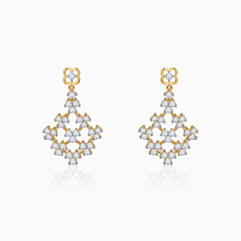 Gold Rhombus Aura Diamond Earrings