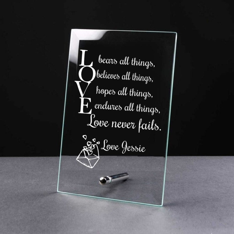Personalised Love Bears All Gift Glass Plaque With Sentiment
