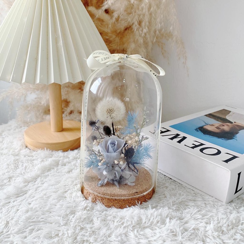 QiXi Dandelion Preserved Flower Bell Jar (Johor Bahru Delivery Only)