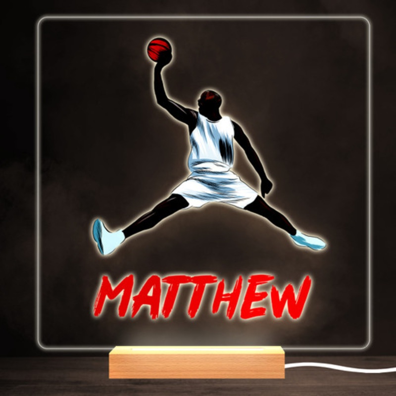 Basketball Sport Man Colourful Square Personalised Gift LED Lamp Night Light – The Card Zoo