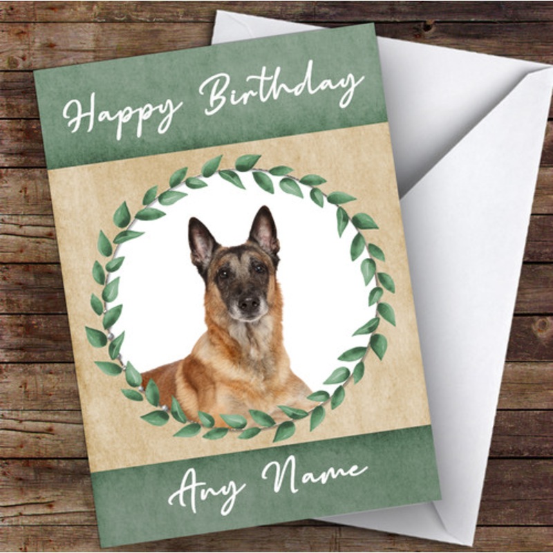 Belgian Shepherd Malinois Dog Green Animal Personalised Birthday Card – The Card Zoo