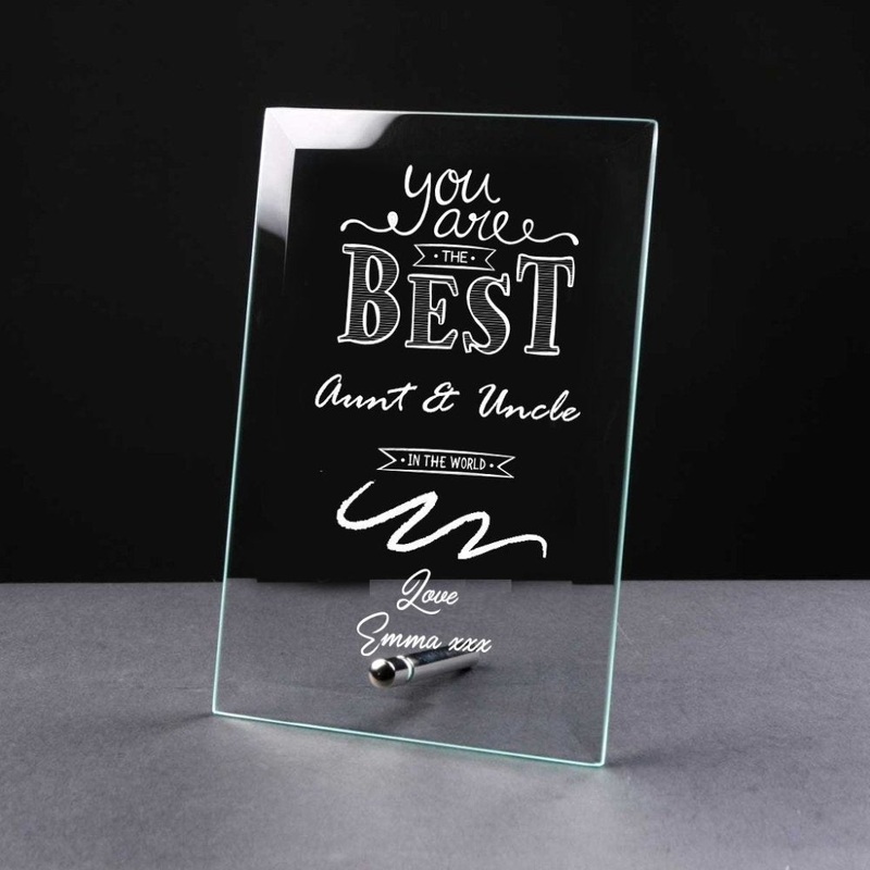 Best Aunt and Uncle Gift Sentiment Personalised Engraved Glass Plaque