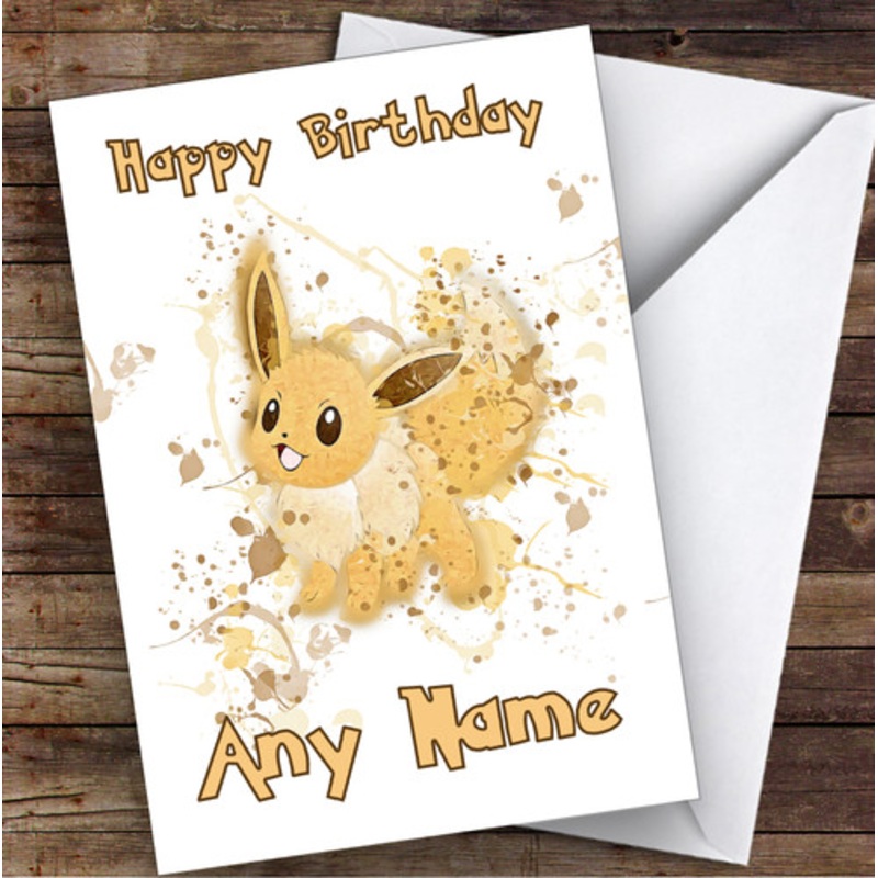 Evie Pokemon Splatter Art Children’s Kids Personalised Birthday Card – The Card Zoo