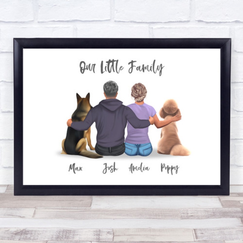 Our Little Family Dog Romantic Gift For Him or Her Personalised Couple Print – The Card Zoo