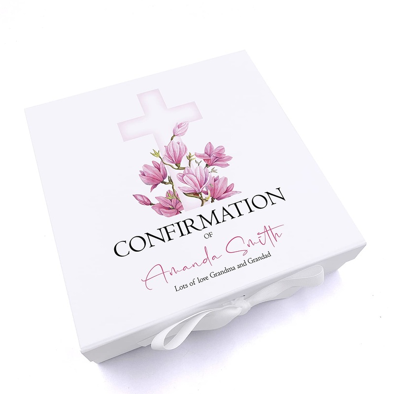 Personalised Confirmation Pink Cross Keepsake Memory Box Gift