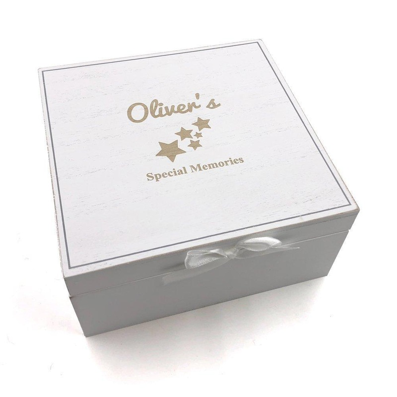 Personalised Vintage Style Baby wooden Memories Keepsake Box