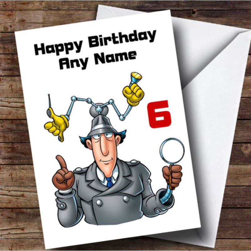 Personalised White Inspector Gadget Children’s Birthday Card – The Card Zoo