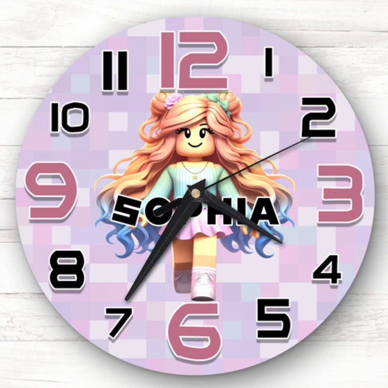 Roblox Girl Personalised Gift For Kid’s Bedroom Clock – The Card Zoo