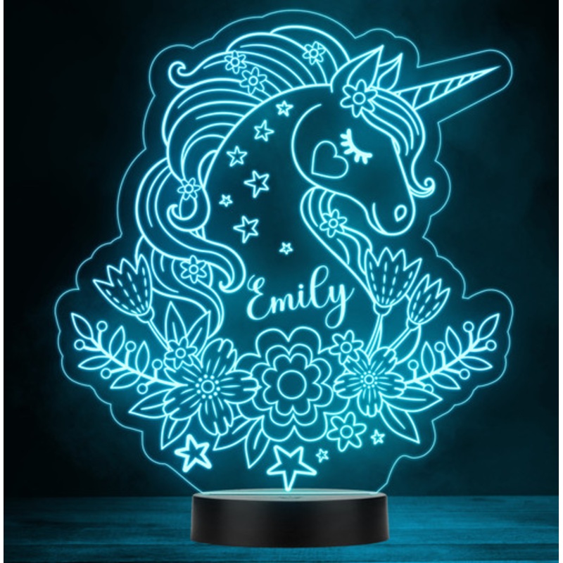 Unicorn With Flowers Personalised Gift Colour Changing LED Lamp Night Light – The Card Zoo