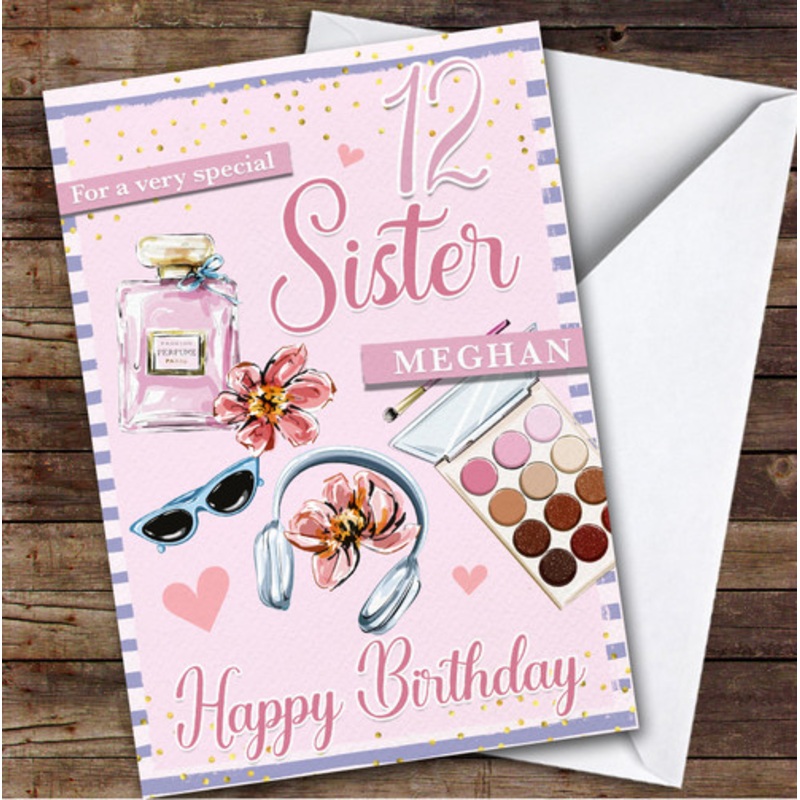 12th Sister Pink Makeup Custom Personalised Birthday Card – The Card Zoo