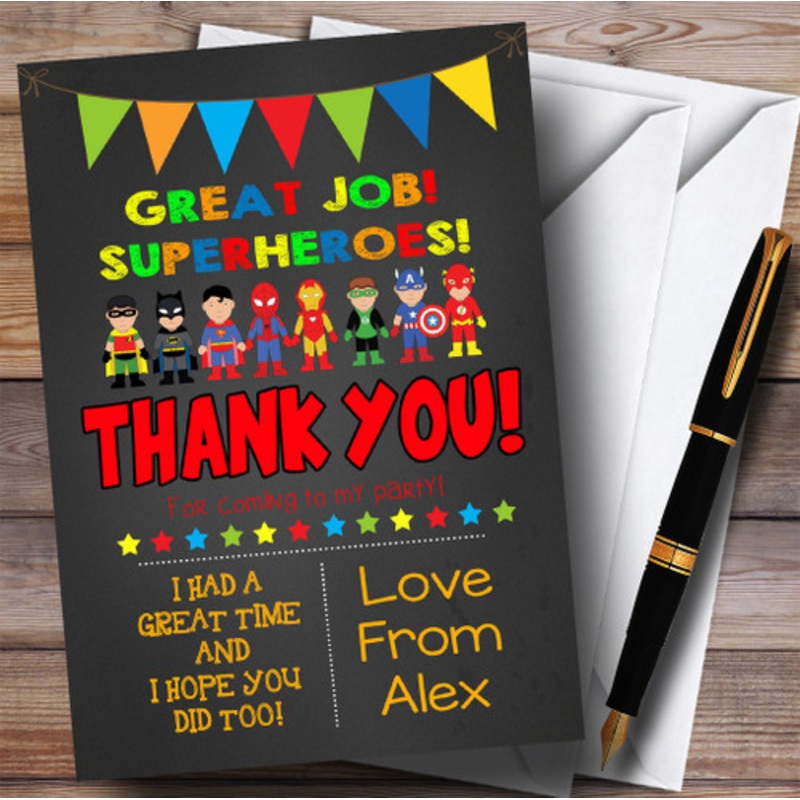 Chalk Bunting Superhero Party Thank You Cards – The Card Zoo