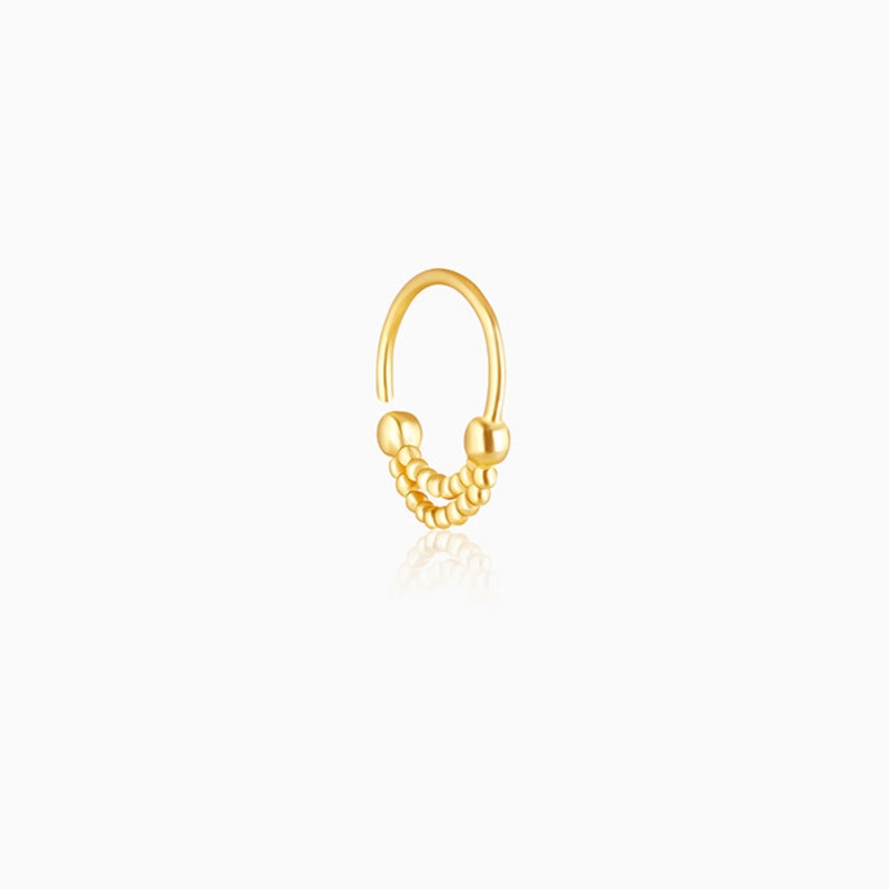 Golden Beaded Moon Nose Ring
