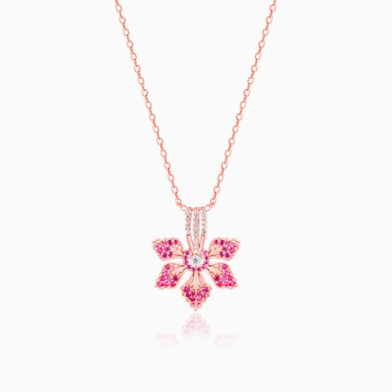 Rose Gold Rani Ebony Pendant with Link Chain