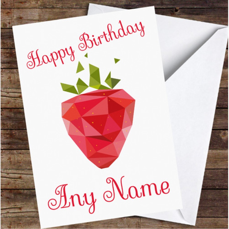 Strawberry Polygon Simple Personalised Birthday Card – The Card Zoo