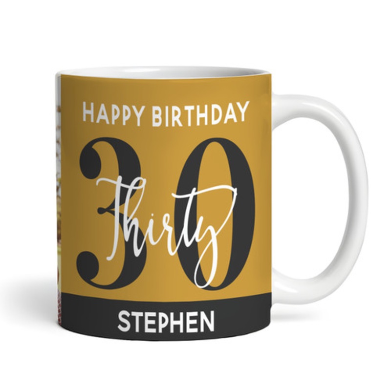 30th Birthday Gift Gold Black Photo Tea Coffee Cup Personalised Mug – The Card Zoo