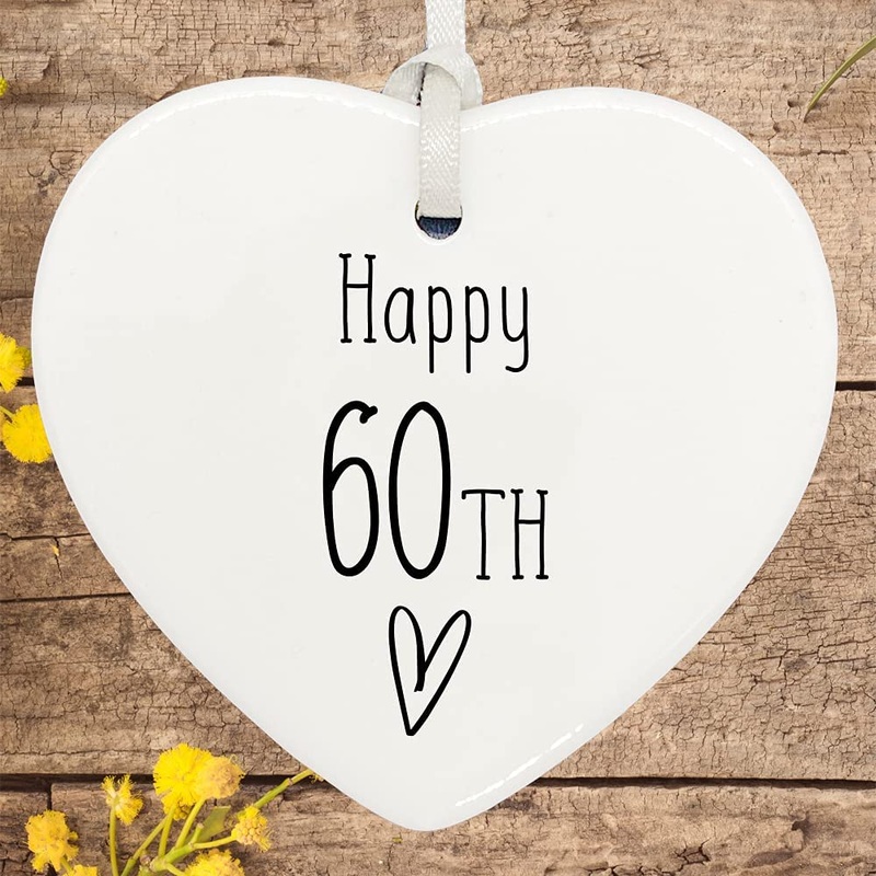 60th Birthday ornament, 60th keepsake, 60th ceramic heart gift
