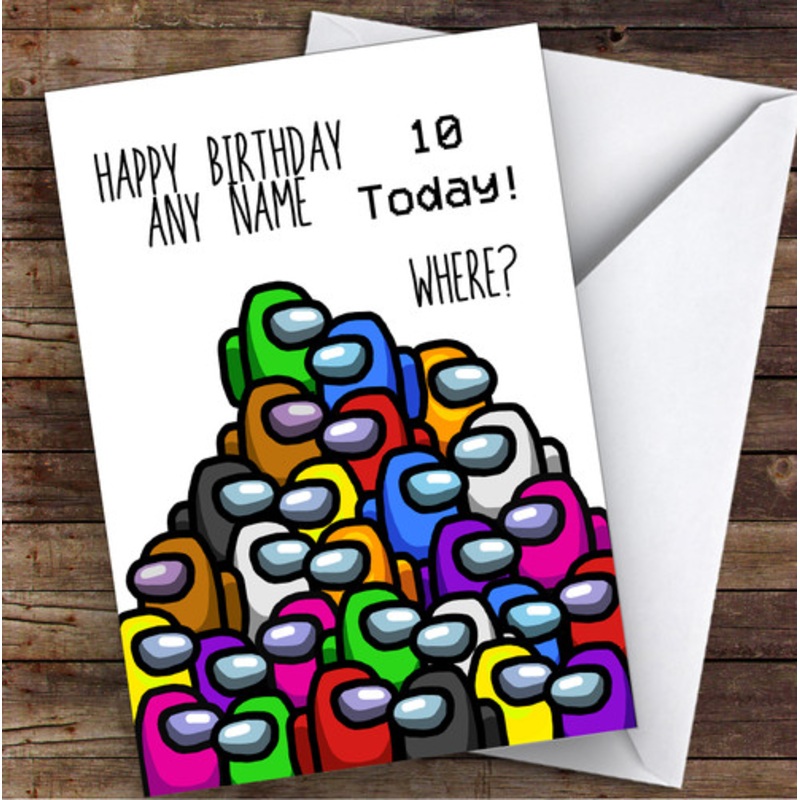 Among Us Character Pile Where Children’s Kids Personalised Birthday Card – The Card Zoo