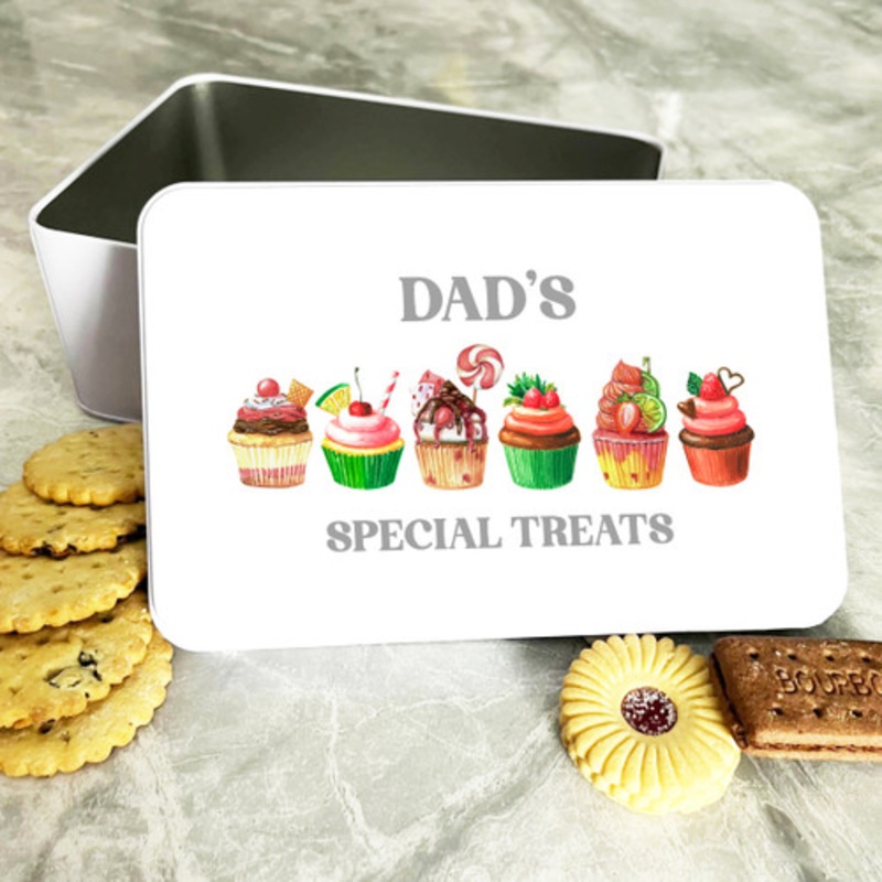 Dad Special Treats Cupcakes Rectangle Personalised Cake Tin – The Card Zoo