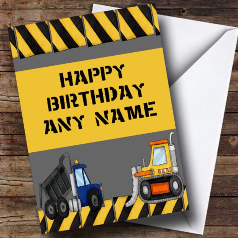 Digger And Tractor Construction Personalised Birthday Card – The Card Zoo
