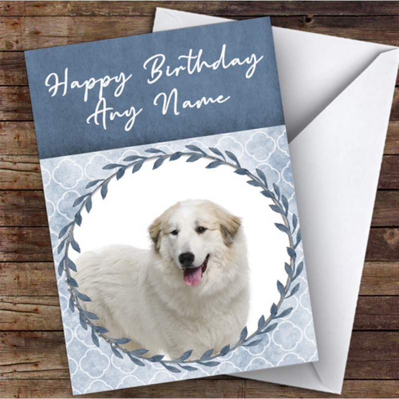 Great Pyrenees Mountain Dog Blue Animal Personalised Birthday Card – The Card Zoo