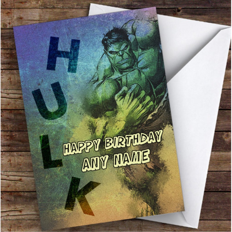Grunge Style The Hulk Children’s Kids Personalised Birthday Card – The Card Zoo