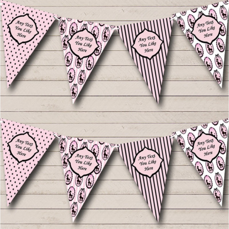 Paris Poodle Spots Black Pink French Personalised Birthday Party Bunting – The Card Zoo