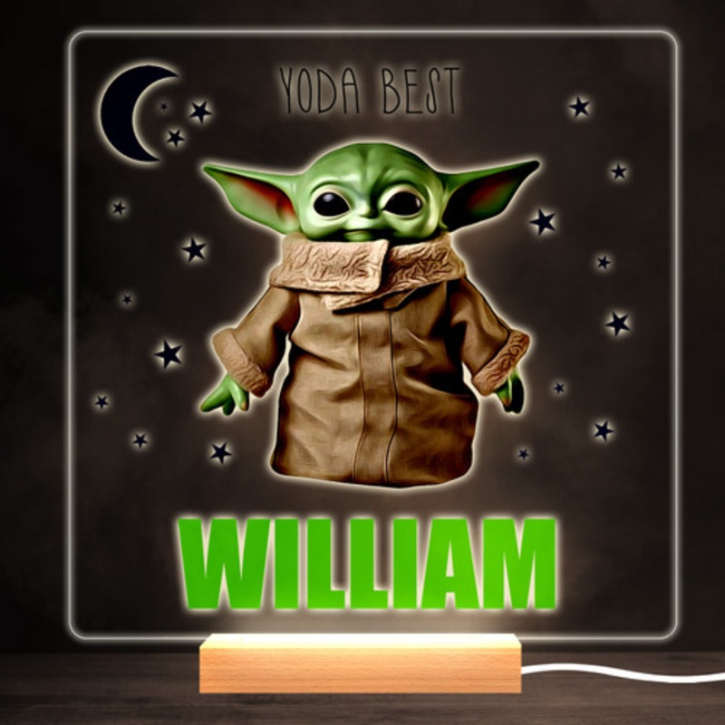 Baby Yoda Colourful Square Personalised Gift Warm White LED Lamp Night Light – The Card Zoo