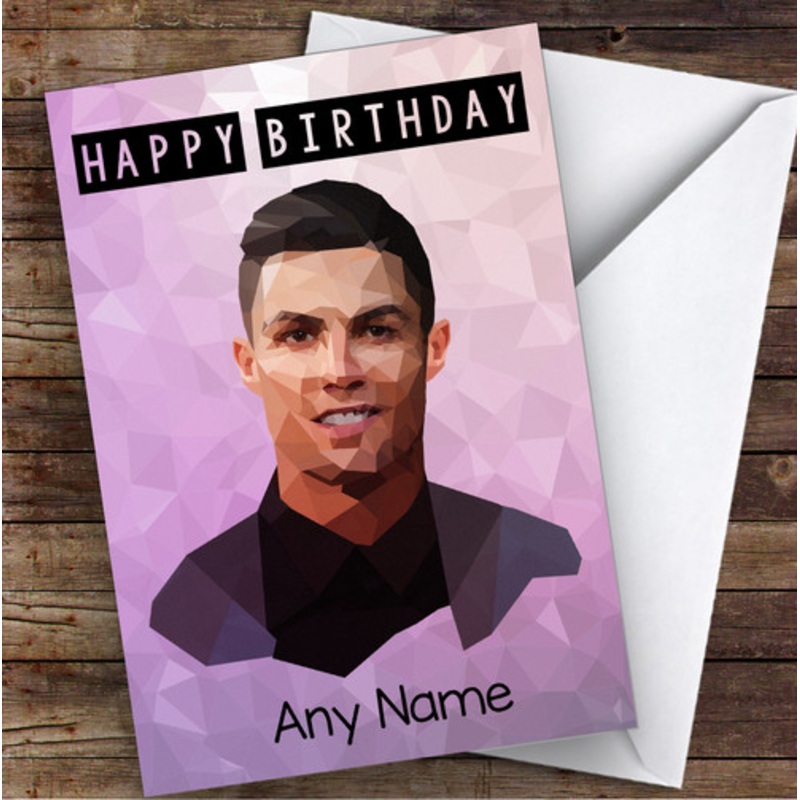 Cristiano Ronaldo Polygon Purple Celebrity Personalised Birthday Card – The Card Zoo