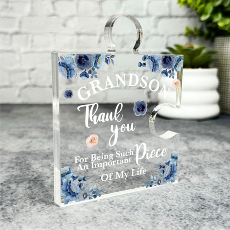 Gift For Grandson Thank You Navy Watercolour Puzzle Plaque Keepsake Gift – The Card Zoo