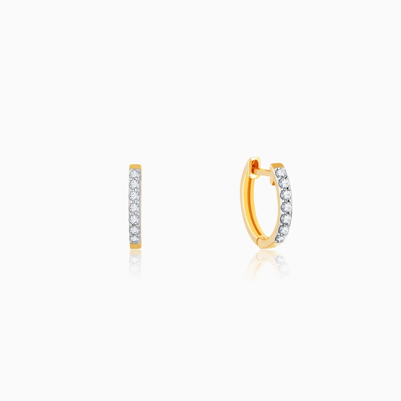 Gold Glowing Sphere Diamond Hoop Earrings