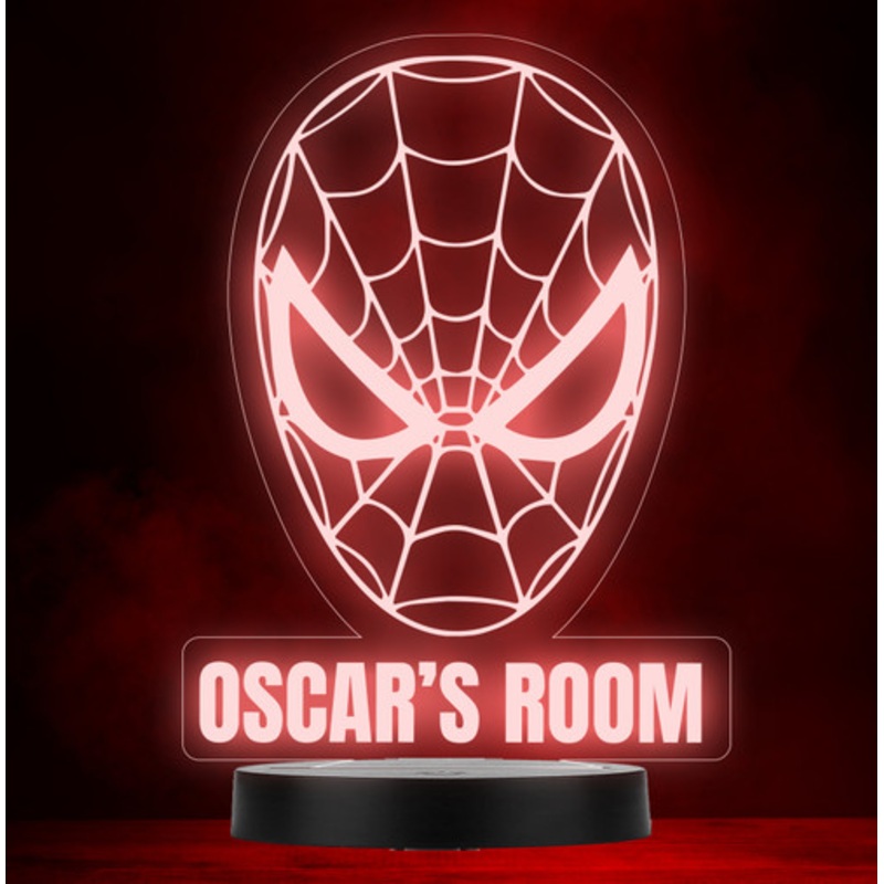 Kids Spiderman Face Personalised Gift Colour Changing Led Lamp Night Light – The Card Zoo