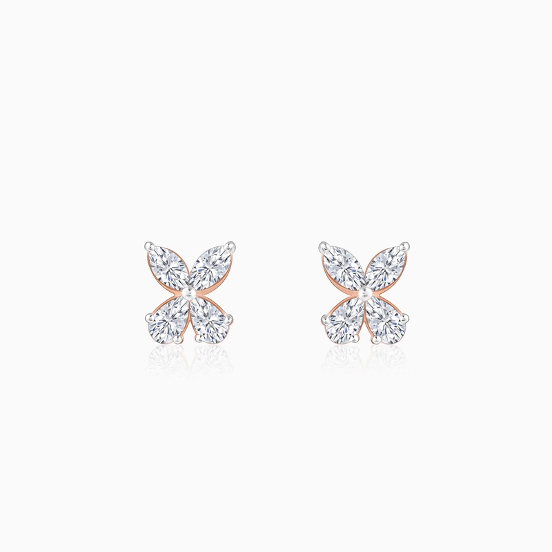 Rose Gold Filigree Butterfly Lab Grown Diamond Earrings