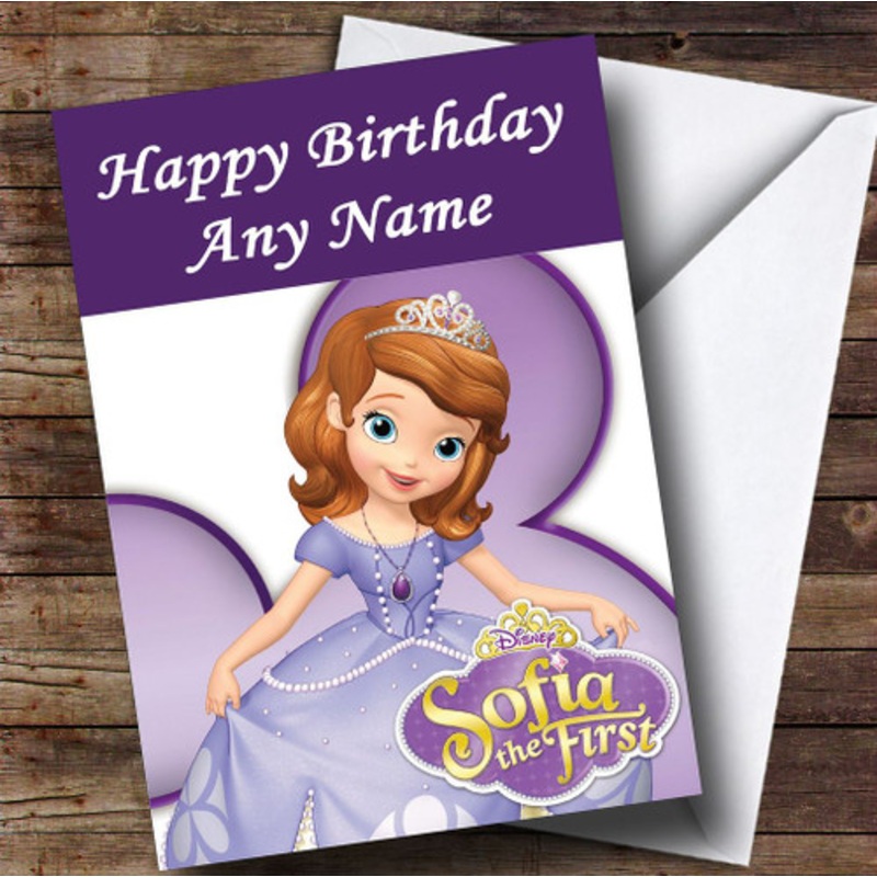 Sofia The First Purple And White Personalised Children’s Birthday Card – The Card Zoo
